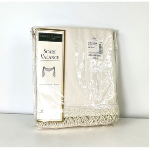 Croscill Almond‎ Ivory Fringed Beaded Linen Scarf Valance Joliette 40"x216" New